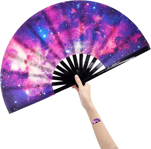Amajiji Large Rave Fans Folding Fan-Hand Fan Popping Fan for Line Dancing Clacking Fans for Boots On The Ground Dance for Cooling, Party, Dance, Decoration (AM6)