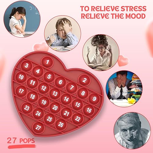 Miniatura 5 de PETBSNVB Juguete para ansiedad de San Valentín con forma de corazón rojo con letras y números, regalo de Navidad, juguete sensorial con alfabetos,