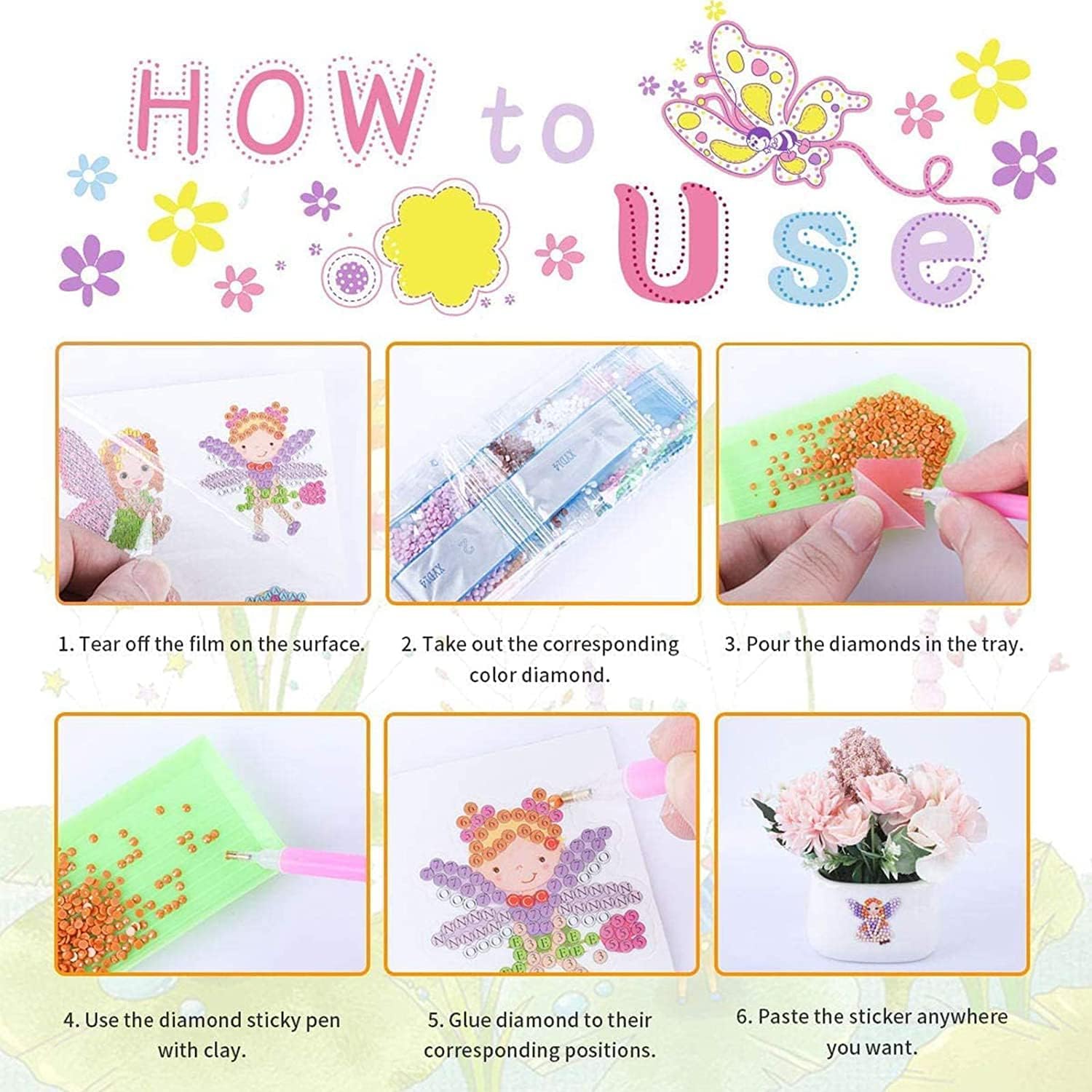 5D Diamond Painting Set Für Kinder – 14 Motive Mit Tier-Designs, Inkl. Diamanten & Zubehör, DIY-Malerei Zum Aufkleben