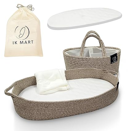 Changing Basket for Nursery Changing Table Set Premium with Thick Foam Pad - Storage Basket with Handles - Boho Nursery D?cor with Storage Bag | Empty Basket for Gift Empty | Baskets for Cube Storage