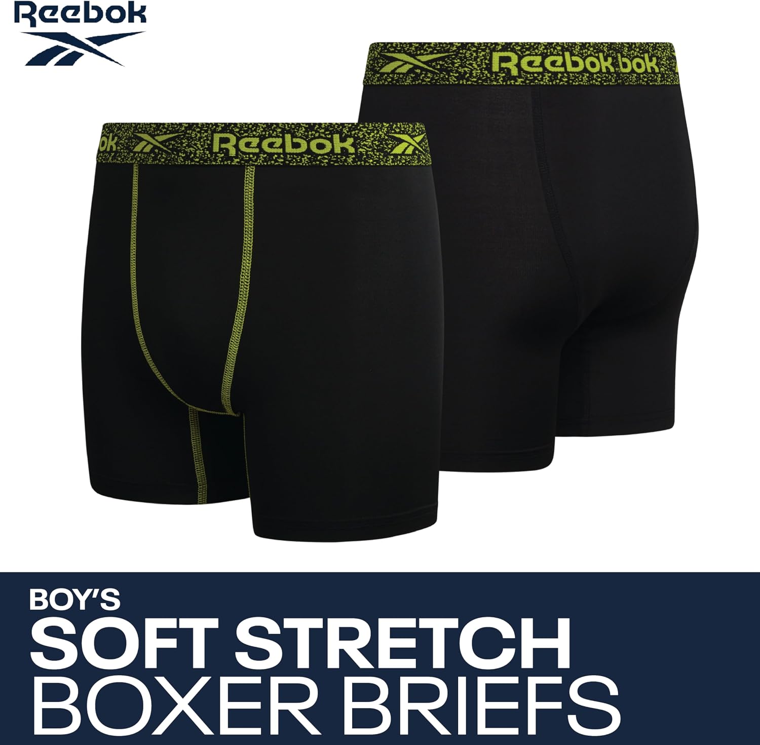 Reebok Boys Boxer Briefs - 3 Pack Performance Underwear Boxers, 5" Inseam