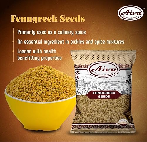 Miniatura 4 de AIVA Semillas de alholva (Methi) Enteras I Trigonella foenum graecum  Todo natural, vegano, sin OMG, origen indio - (10 libras)