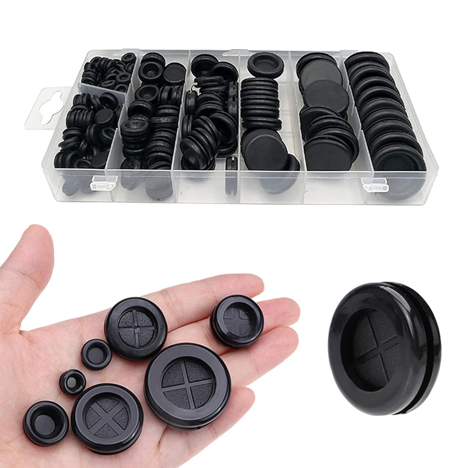 Amazon.co.jp 250pcs Rubber Bushing Cable Grommets Set Double Sided Protection Wiring Protection