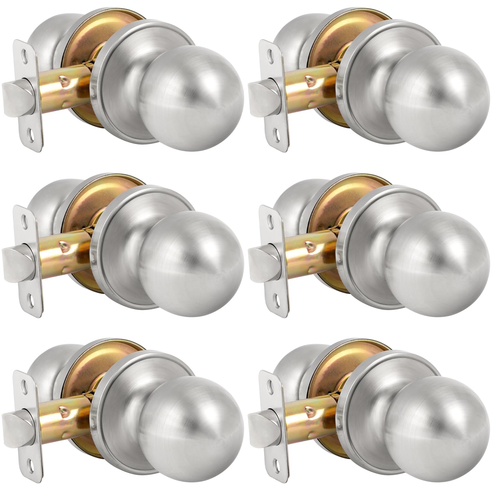 Privacy Door Knobs with Lock - 2 Pack Satin Nickel -19 Privacy Door Knobs with Lock - 2 Pack Satin Nickel -19