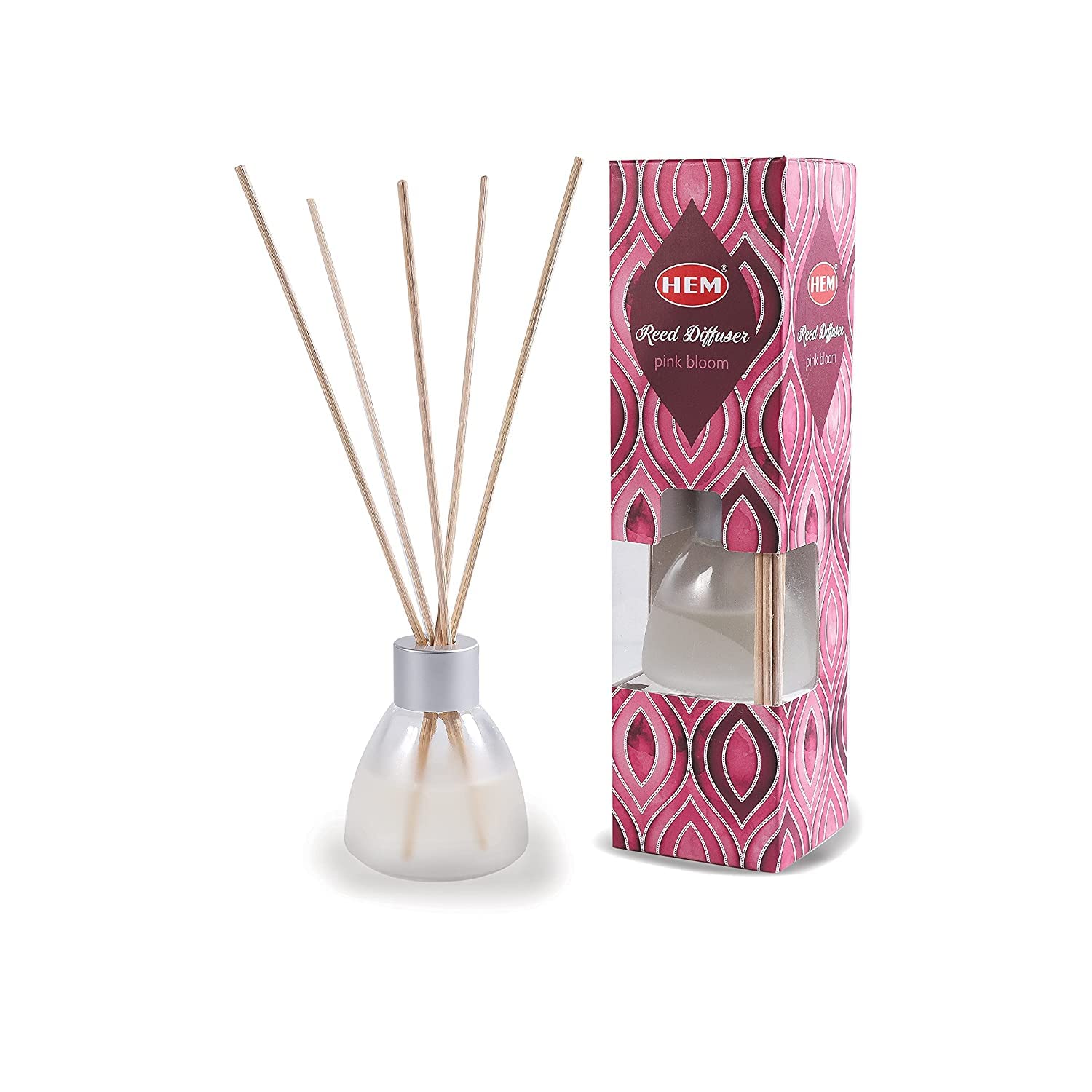 HEM Pink Bloom Reed Diffuser Set 40 ml | Juicy & Sweet Fragrance of Cherry Blossom | Pack of Glass Bottle with Oil and 5 Diffuser Sticks | Reed Diffuser Set | Aroma Diffuser for Home Fragrance (B09BFTLC7Q) Amazon Price History, Amazon Price Tracker