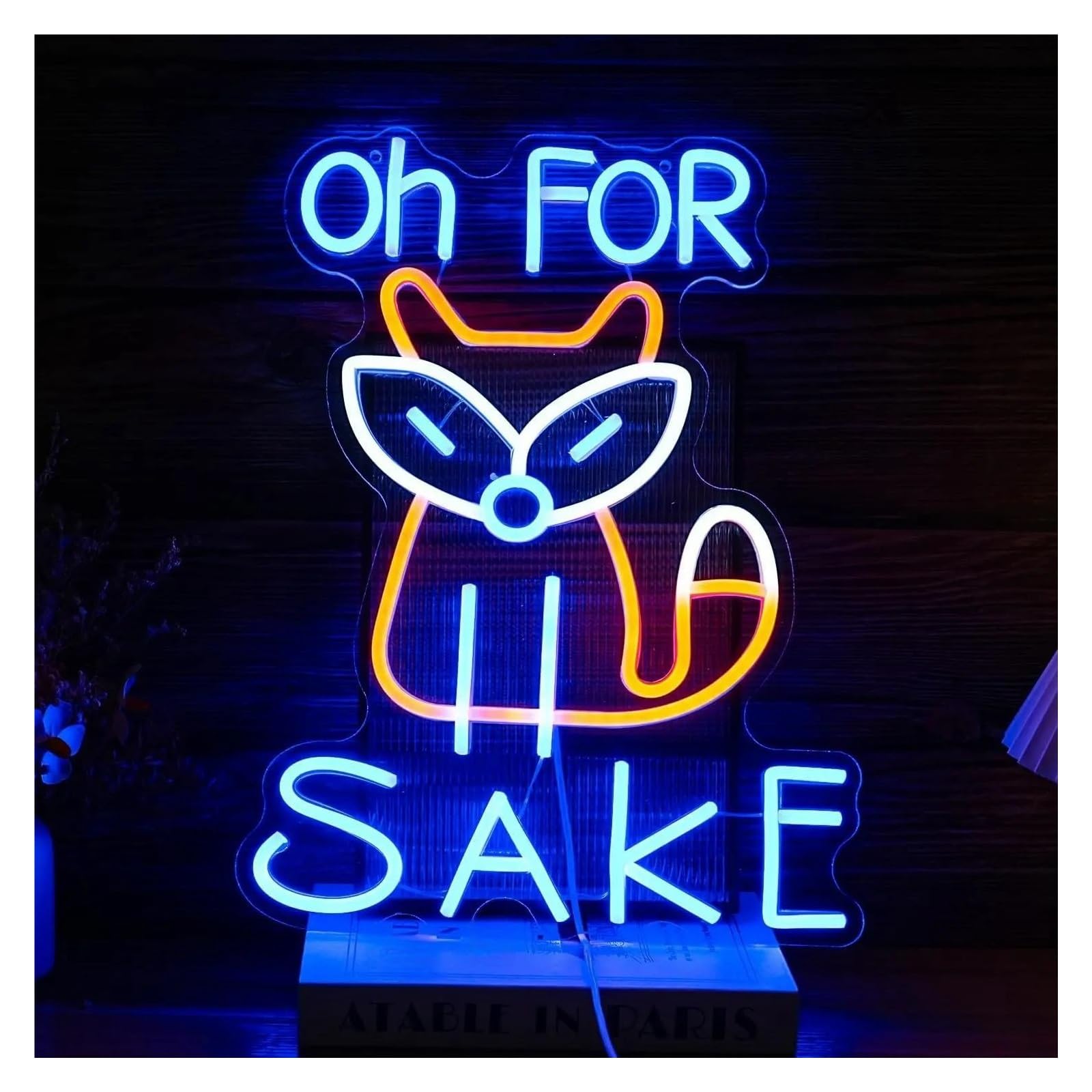 Wiszące neony artystyczne Neon Oh For Fox Sake Neon Możliwość Przyciemniania Światło LED Do Dekoracji Ściennych Zasilany Przez USB Do Sypialni Tematyczne Spotkania 30cm×37.5cm