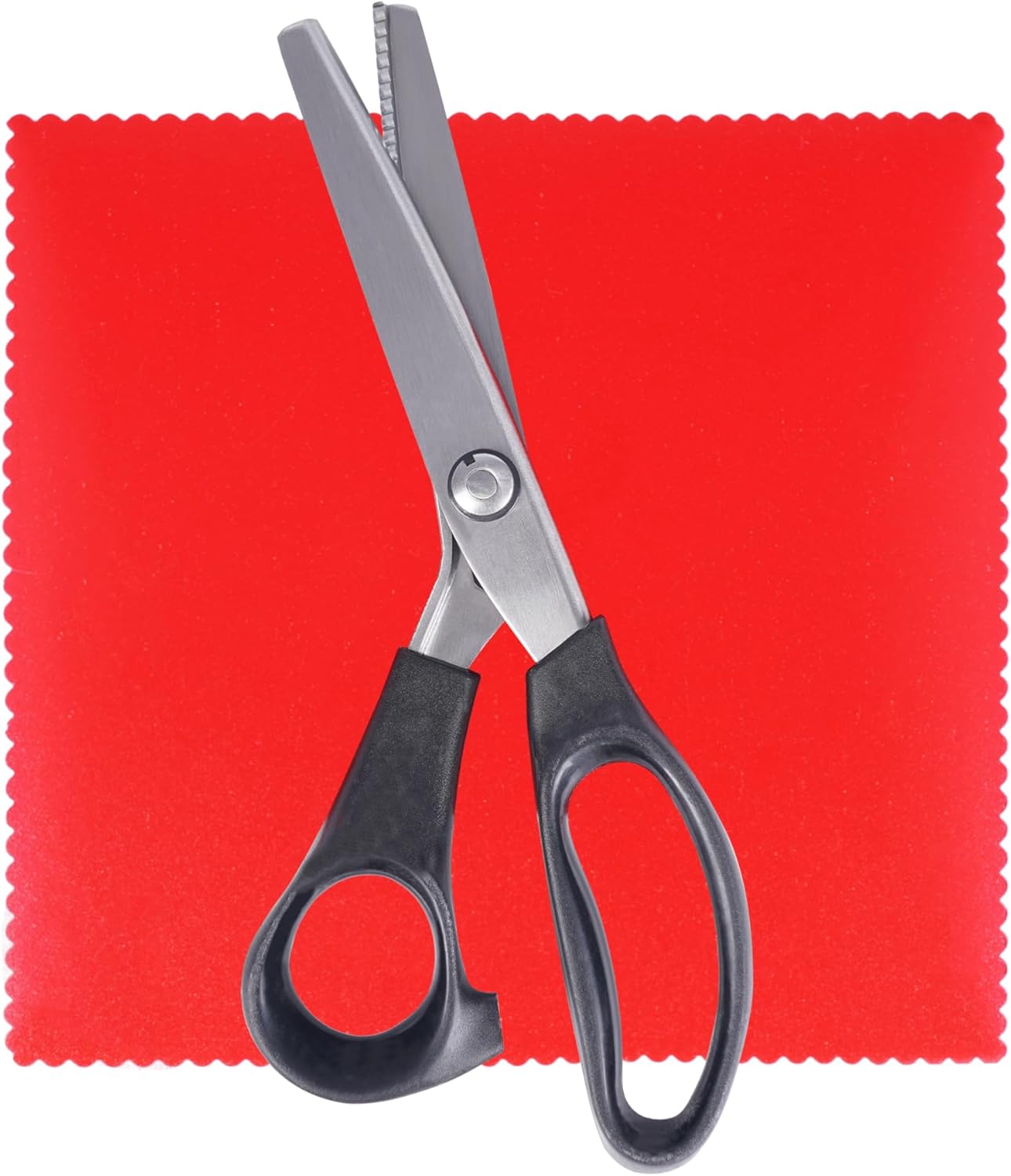 Zig Zag Scissors (Pinking Shears) & Scalloped Scissors 4-Piece Set - Small (3mm Teeth) & Large (7mm Teeth) Pinking Shears and Scalloped Shears for Sewing and Crafting, 9-inch Length