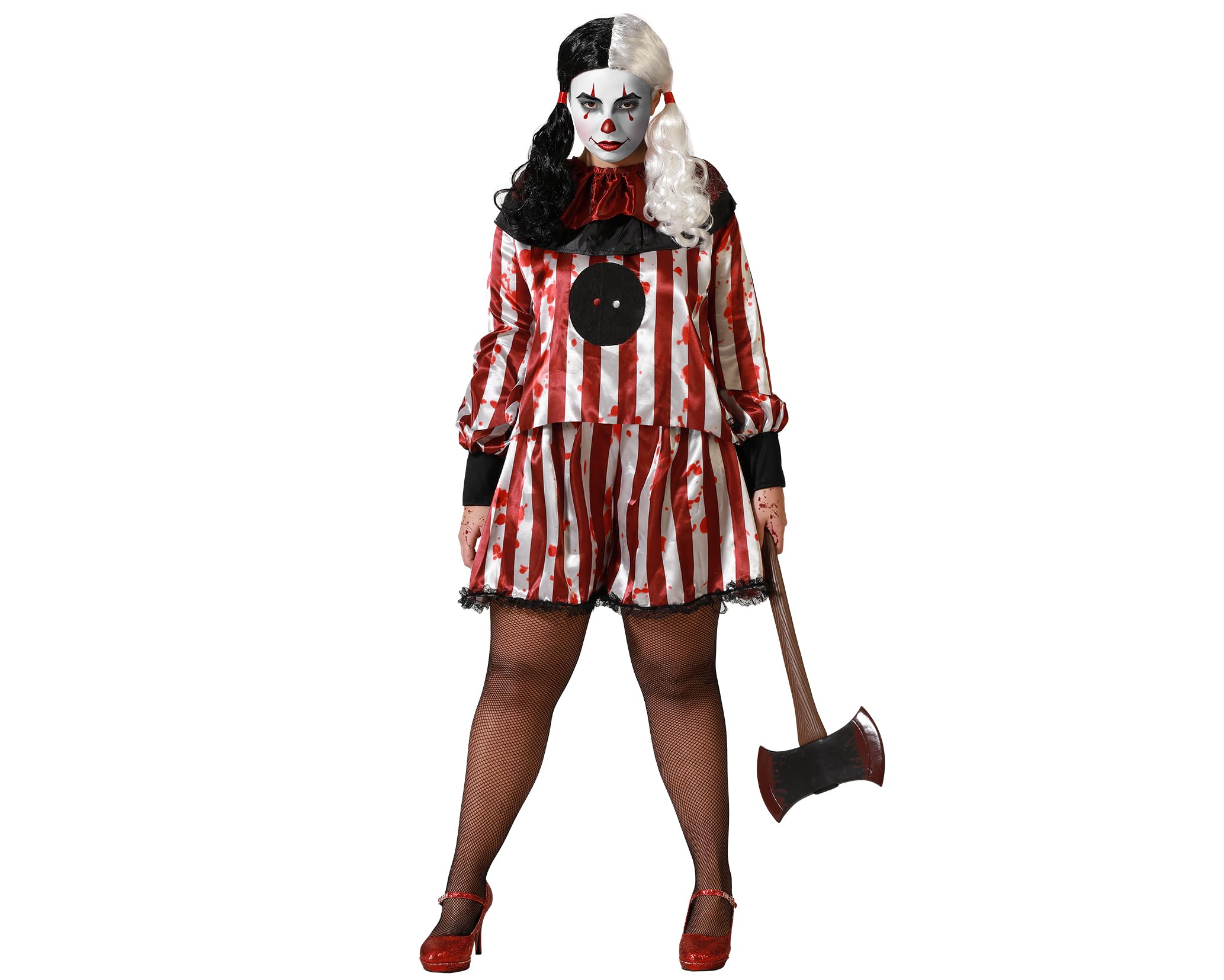 Atosa Halloween Clown Costume Red T-Shirt with Trousers Women Adult M