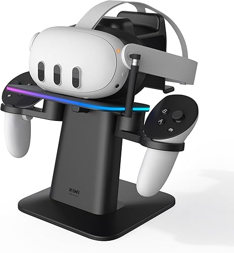 KIWI design Charging Dock for Meta Oculus Quest 3Quest 2Quest Pro Accessories, Meta Officially Co-Branded, RGB Vertical Charging Stand and