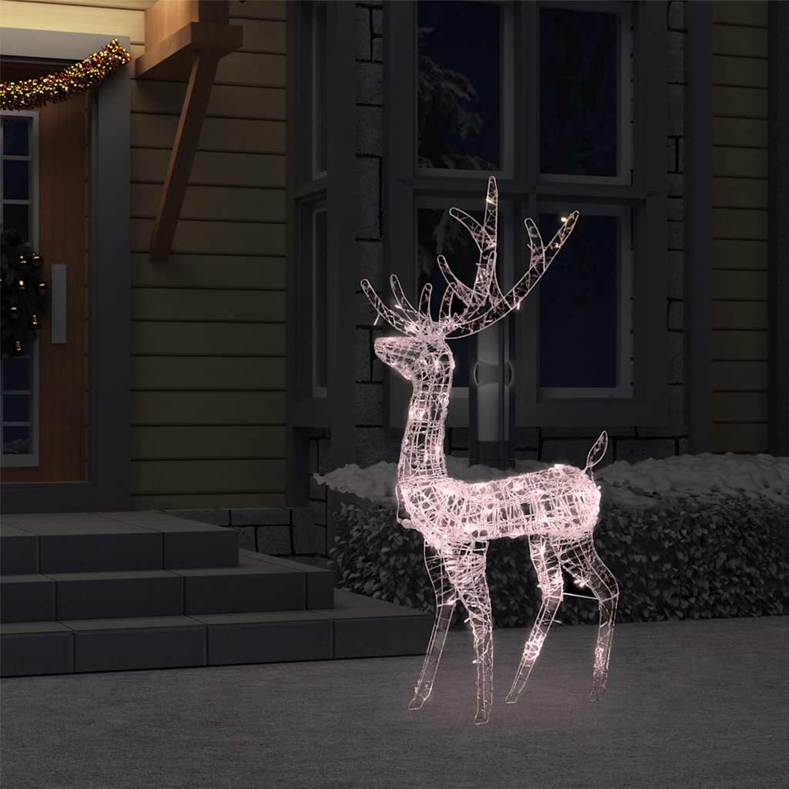 Gecheer LED-Rentier Acryl Weihnachtsdekoration 140 LEDs 120 cm Warmweiß, Weihnachtsdekoration für Weihnachtsmarkt Festliche Eventdekoration Garten Rasen Terrasse Vorgarten Fassade329781