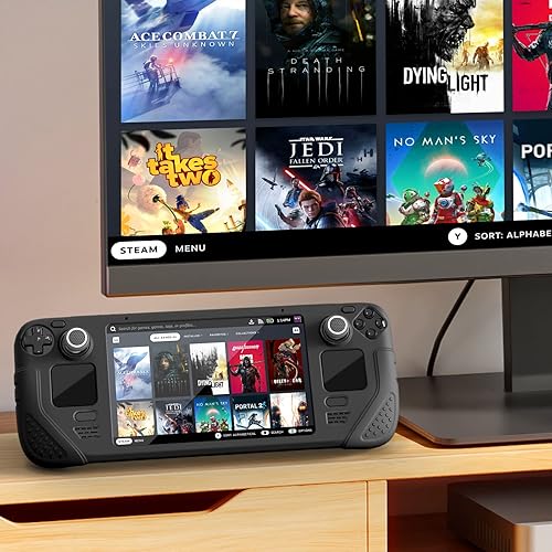 Miniatura 7 de IINE Steam Deck Protective Case 9 in 1 Full Protection,Soft Silicone Material Shockproof Case,Black