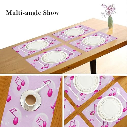 Miniatura 6 de Personalizado Dibujos Animados Rosa Notas Mat con Placa de Primavera Reutilizable Mantel Individual para Bebé Conjunto de 6 12 x 18 para Mesa