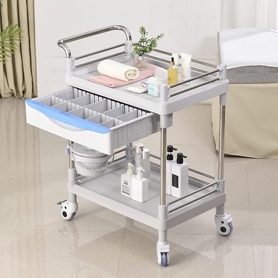 Rolling Utility Cart,Qiwey Medical Utility Cart with Two