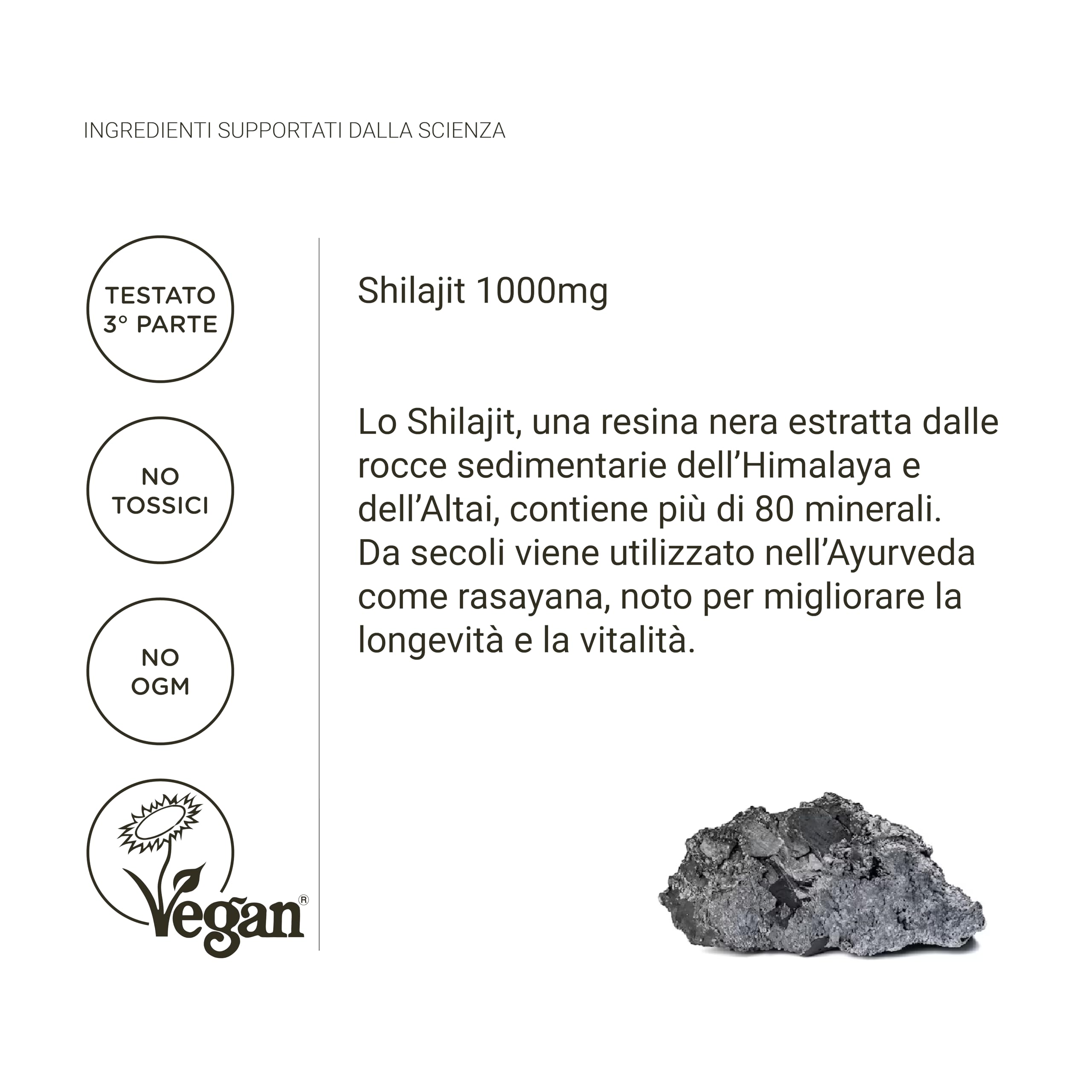 Nullure Shilajit Puro Himalayano Capsule | 60% Acido Fulvico + 12% Acido Umico |Antinfiammatorio · Neuroprotettivo · Recupero Muscolare e da Sforzo | Integratore Natural e Original | 120 caps (2 mesi)