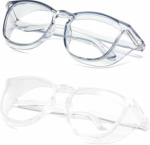 Alsenor Gafas de seguridad antivaho con bloqueo de luz azul, antipolvo, protección UV, para hombres y mujeres (paquete de 2 unidades (azul +