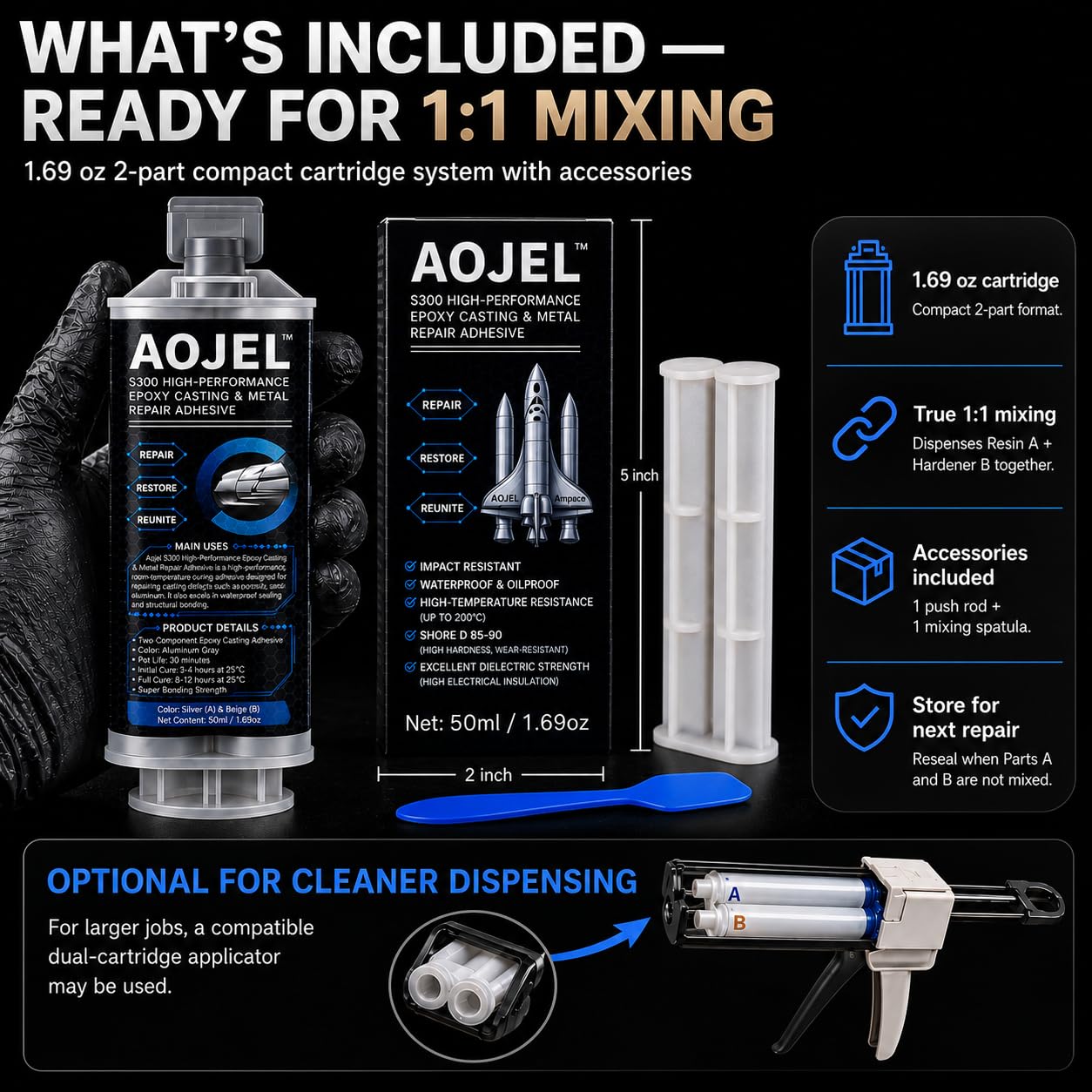 AOJEL S300 Metal Epoxy: Repair Aluminum & Steel -8