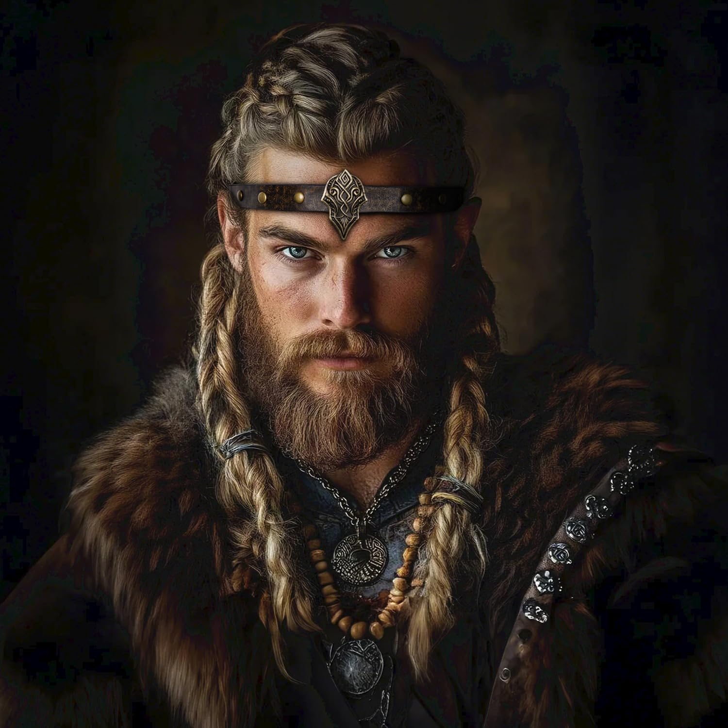 keland Opaska na czoło ze skóry Wikingów, średniowieczna, ozdoba głowy dla kobiet i mężczyzn, Halloween, Cosplay, średniowieczna LARP (AB-Copper)