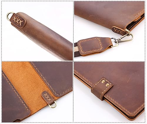 Miniatura 5 de Robrasim Handmade Leather Sketchbook Cover, Artist Sketch Pad Holder for 9"X12" Top Spiral Bound Sketchbook, Drawing Book Pencil Case, Journal