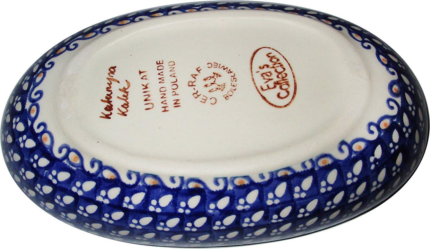 Polish Pottery Small Oval Baker - Flower Field
