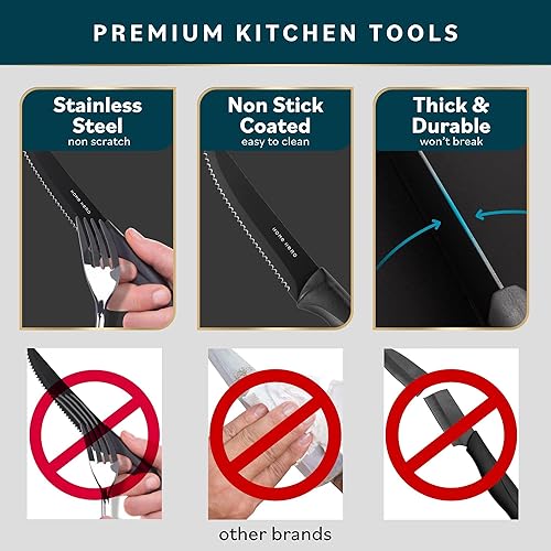 Vista 18 de Home Hero Cuchillos para carne, juego de cuchillos afilados para carne, juego de cuchillos para carne de acero inoxidable de alto carbono, cuchillos