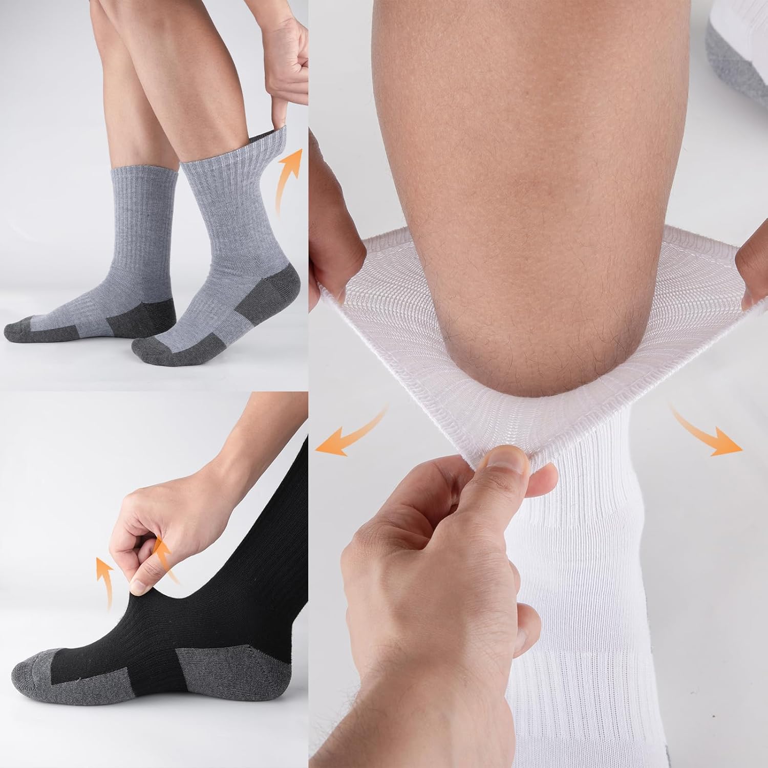 COOVAN 8 Pack Men's Athletic Crew Socks - Moisture Wicking, Heavy Duty Cushioned, Breathable Boot Socks - Image 7