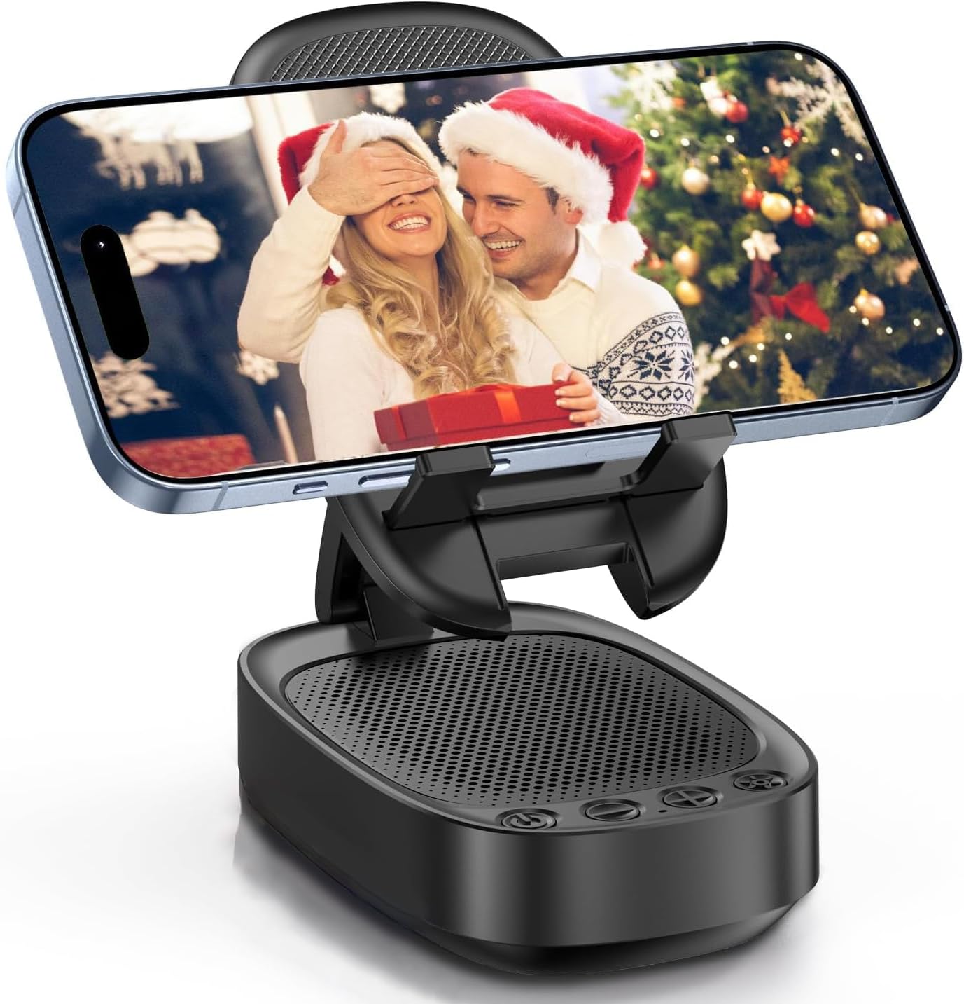 Cell Phone Stand with Wireless Bluetooth Speaker, Unique Gifts for Men/Women, Adjustable Phone Holder with 5 LED Light Modes, Anti-Slip Base HD Surround Sound, Phone Speaker Amplifier for iPhone/iPad