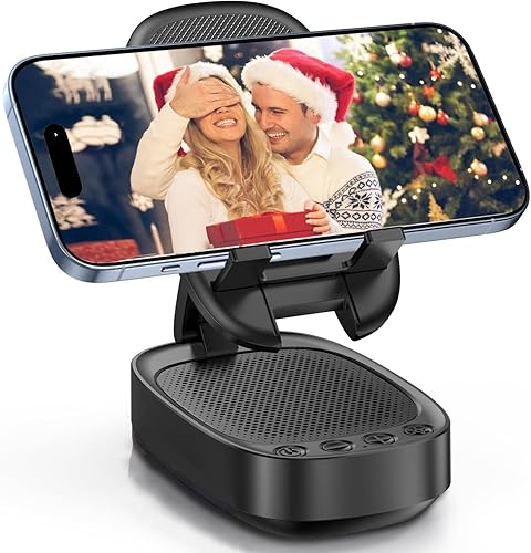 Cell Phone Stand with Wireless Bluetooth Speaker, Unique Gifts for Men/Women, Adjustable Phone Holder with 5 LED Light Modes, Anti-Slip Base HD Surround Sound, Phone Speaker Amplifier for iPhone/iPad