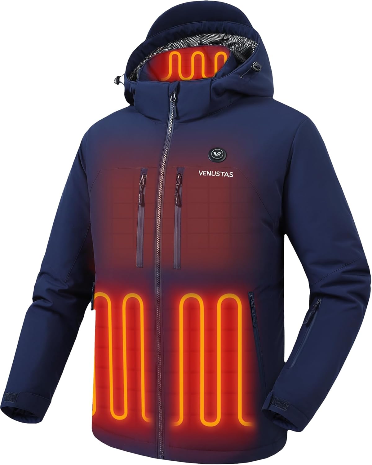 Venustas 12V Heated Jacket for Men with Battery, Versatile Lightweight Softshell Jacket with 7 Pockets & Detachable Hood