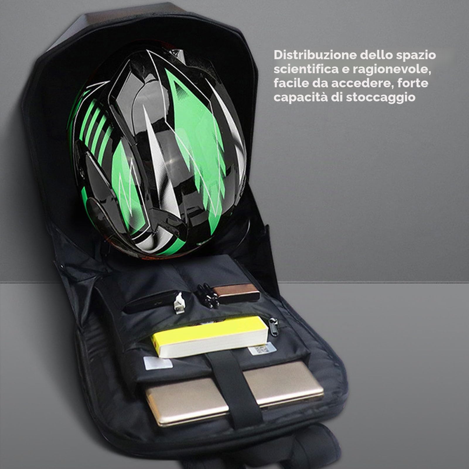 Denash Zaino per Moto Knight LED, Zaino per Moto con Schermo a Colori Programmabile 3D, Borsa per Casco Impermeabile di Grande capacità