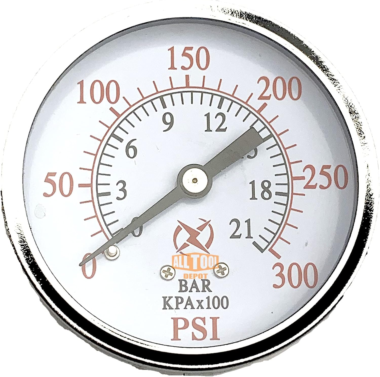 Air Compressor Pressure/Hydraulic Gauge 2" Face Back Mount 1/4" NPT 0