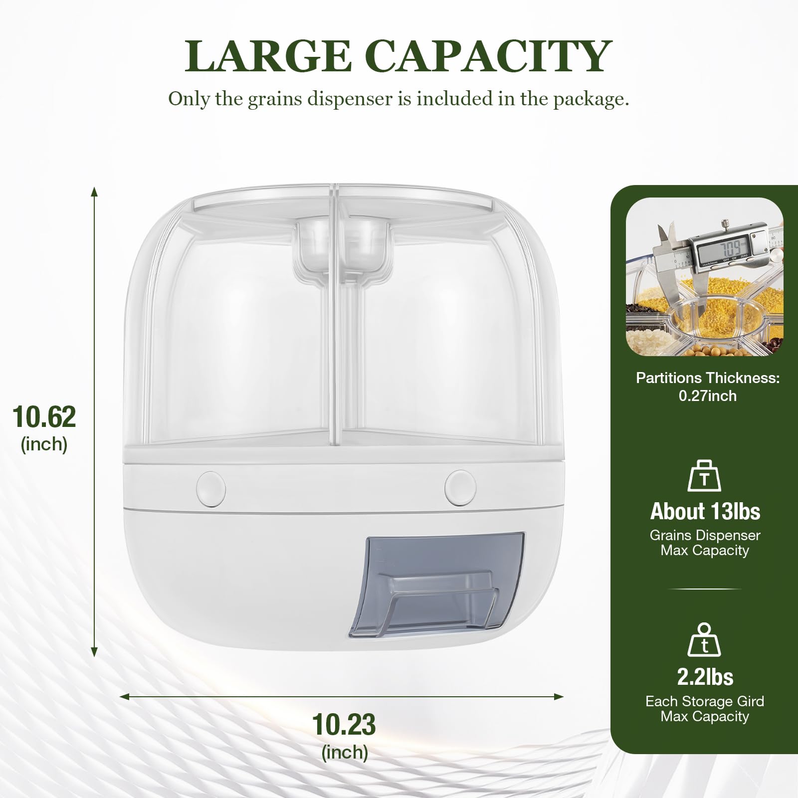 HAPPCUCOE 360°Rotating Grain Container,Cereal Dispenser, Kitchen Dry Food Rice Cereal Dispenser, Household Airtight Storage Dry Food Rice Storage Box,10kg