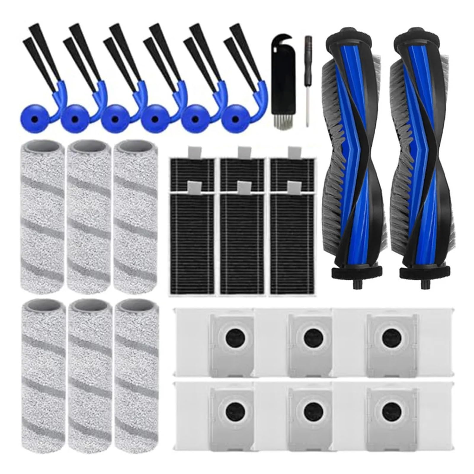 RHOBYXONZ Main Brushes, Side Brushes, Filters, Scrubbing Rollers, Dust Bags And Cleaning Brush Kit For OmniCyclone Vacuum Cleaner, Compatible For ECOVACS, Compatible For DEEBOT X11