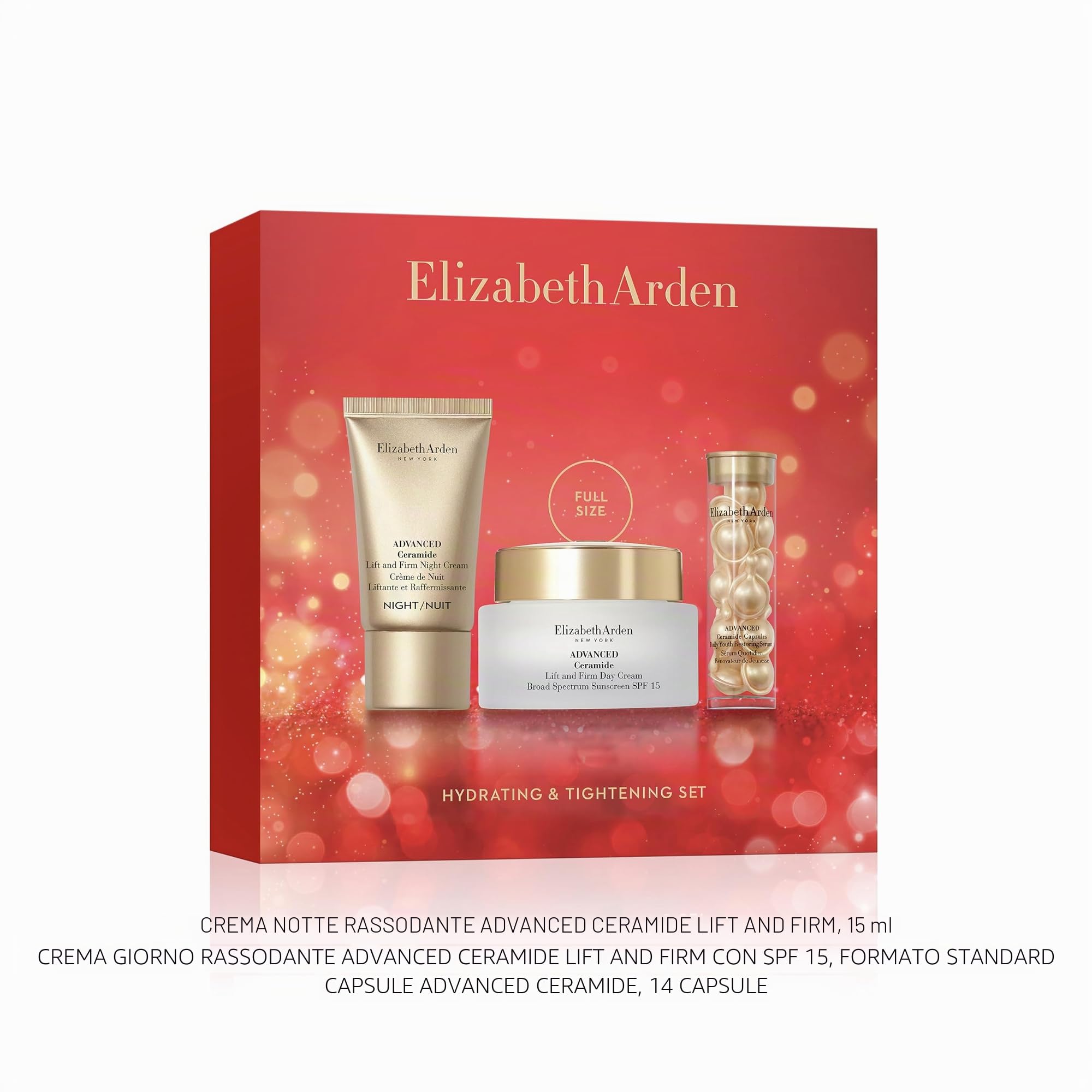 Elizabeth Arden - Forever Lift and Firm, Cofanetto Regalo Donna 3 Prodotti con Crema Viso con SPF 15, Crema Notte e Siero Viso, Antiage, Rassodante e Idratante con Ceramidi per una Pelle Giovane