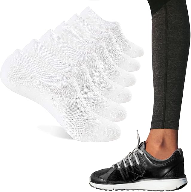 SC Products Premium 6 Pairs of Cotton Invisible Socks for Women | Casual No Show Socks with Soft Anti-Slip Grip | Comfortable & Invisible Liner Trainer Socks size 4-7 UK