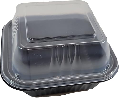 Miniatura 2 de 80 juegos Bandeja de servir PP Pebble Box con tapa, contenedor de alimentos (6 x 6 pulgadas, 1 compartimento)