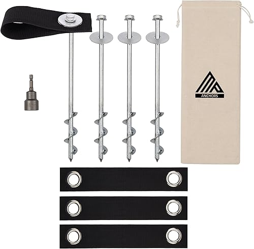 Anclajes de trampolín de alta resistencia - Juego de 4 piezas de 12 pulgadas - Kit de anclaje de trampolín - Estacas de trampolín anclajes de viento