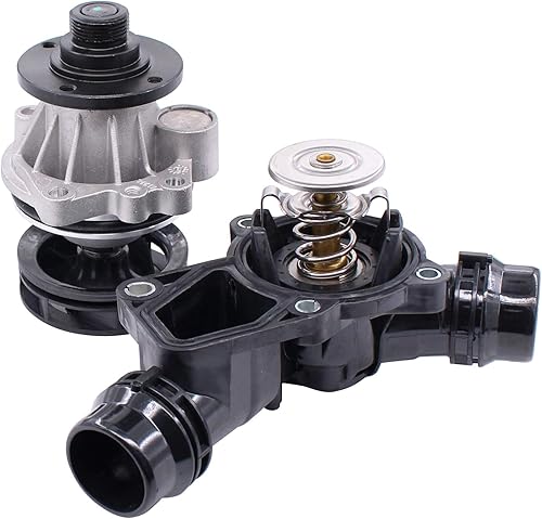 NewYall Bomba de agua del motor y conjunto de carcasa del termostato con kit de junta para 320i 325i 325xi 330i 330xi 525i 530i 323Ci 328Ci 323i