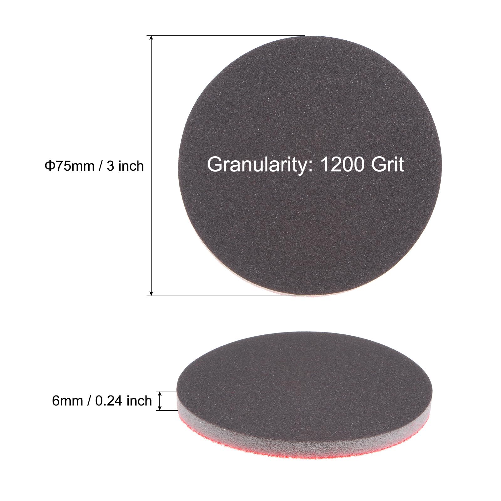 QUARKZMAN 100uds 1200 Grano Lijado Esponja 3 Pulgada Gancho y Bucle Esponja Lijado Disco Húmedo/Seco para Coche Madera Yeso Paneles Metal
