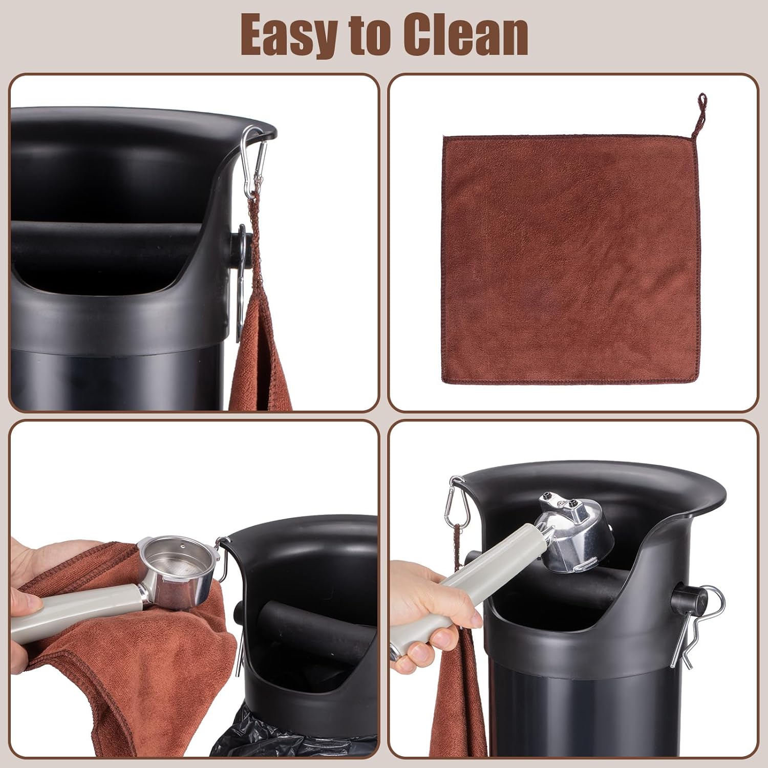 18L Coffee Knock Box Large Capacity Floor-Standing- Commercial Espresso Grounds Bin with Brush, Towel & 25 Bags for Coffee Shops/Bars/Home (35×9.8×9.6in)