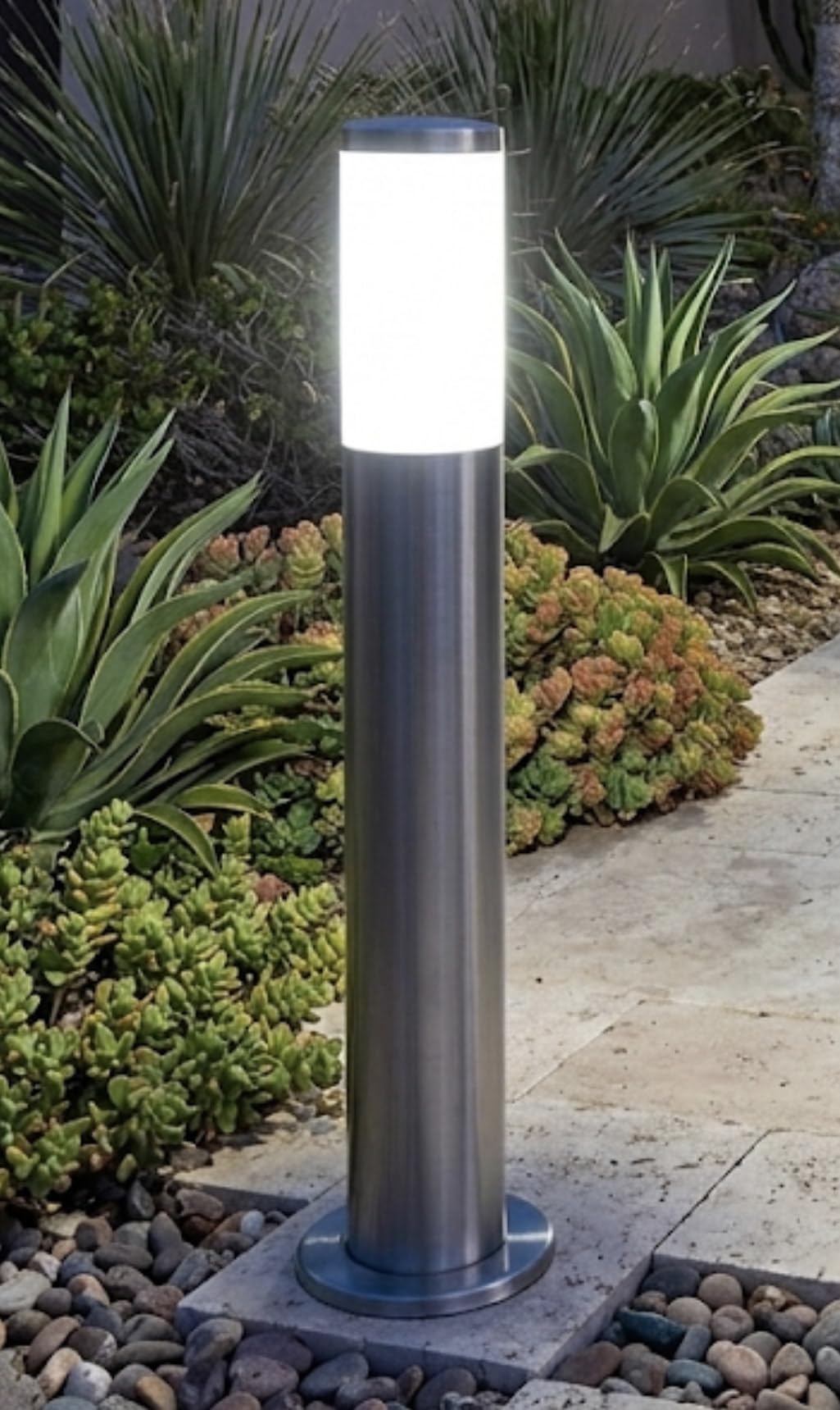 Sanleen Waterproof Bollard Light for Garden, 2 Feet Metal Outdoor Pathway Pole Lamp Design 6 for Lawn, Walkway, Driveway & Landscape, Modern Exterior Lighting Fixture for Home Décor-image-16