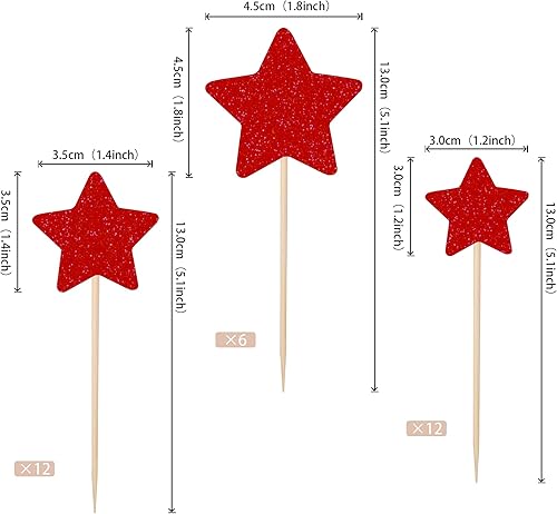 Miniatura 2 de 30 piezas de adornos para cupcakes con estrellas brillantes de tamaño mixto, palillos decorativos Twinkle Little Star para cupcakes, decoraciones