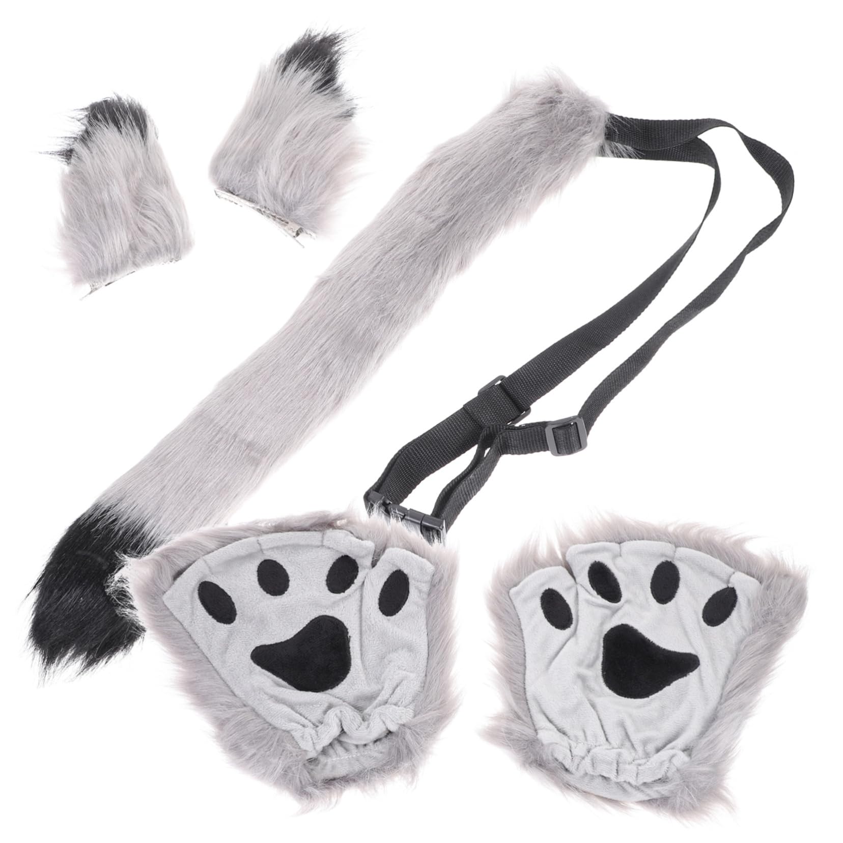 Didiseaon 1 Set Faux Ear Tail Fallout Prank Costumes Outdoor Accessories Cosplay Costume Hood Men Halloween Decorative Eyeglasses Halloween Costume Wig Artificial Grey