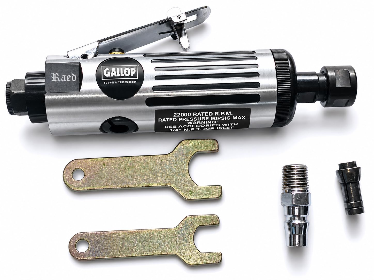 RAED™ Air Die Grinder Metal Body WUFU 1/4" (6mm) with Spare 1/8" 3mm collet and spare kit. Pneumatic Rotary grinder, tyre buffing, tire polishing tool-image-17