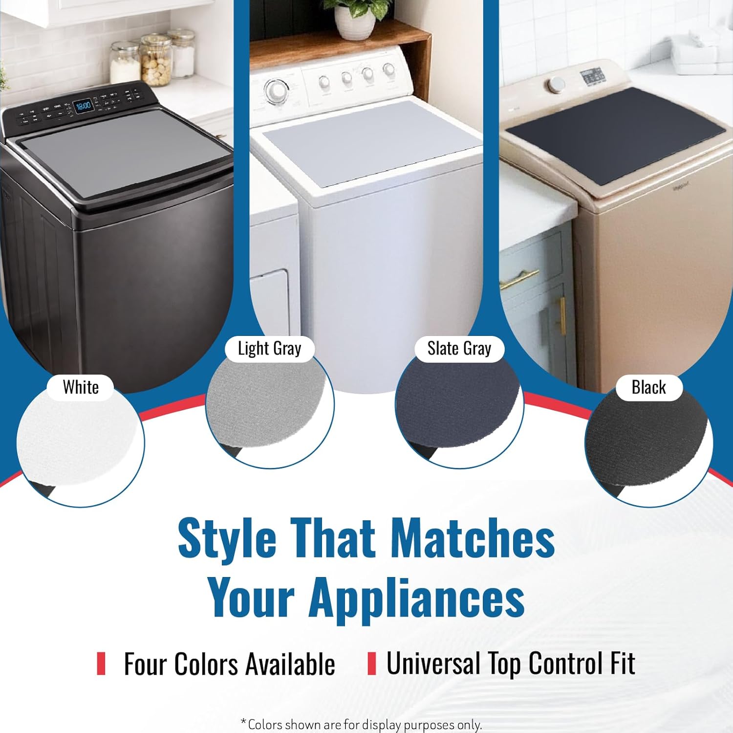 CSKY 2Pcs Washer and Dryer Covers for the Top, 25.5''×17.5'' Fabric Laundry Countertop Mat, Anti-Crease Rolled Packaging, Non-Slip Rubber Base, Washer Dryer Topper for Top Load Machine (Black)