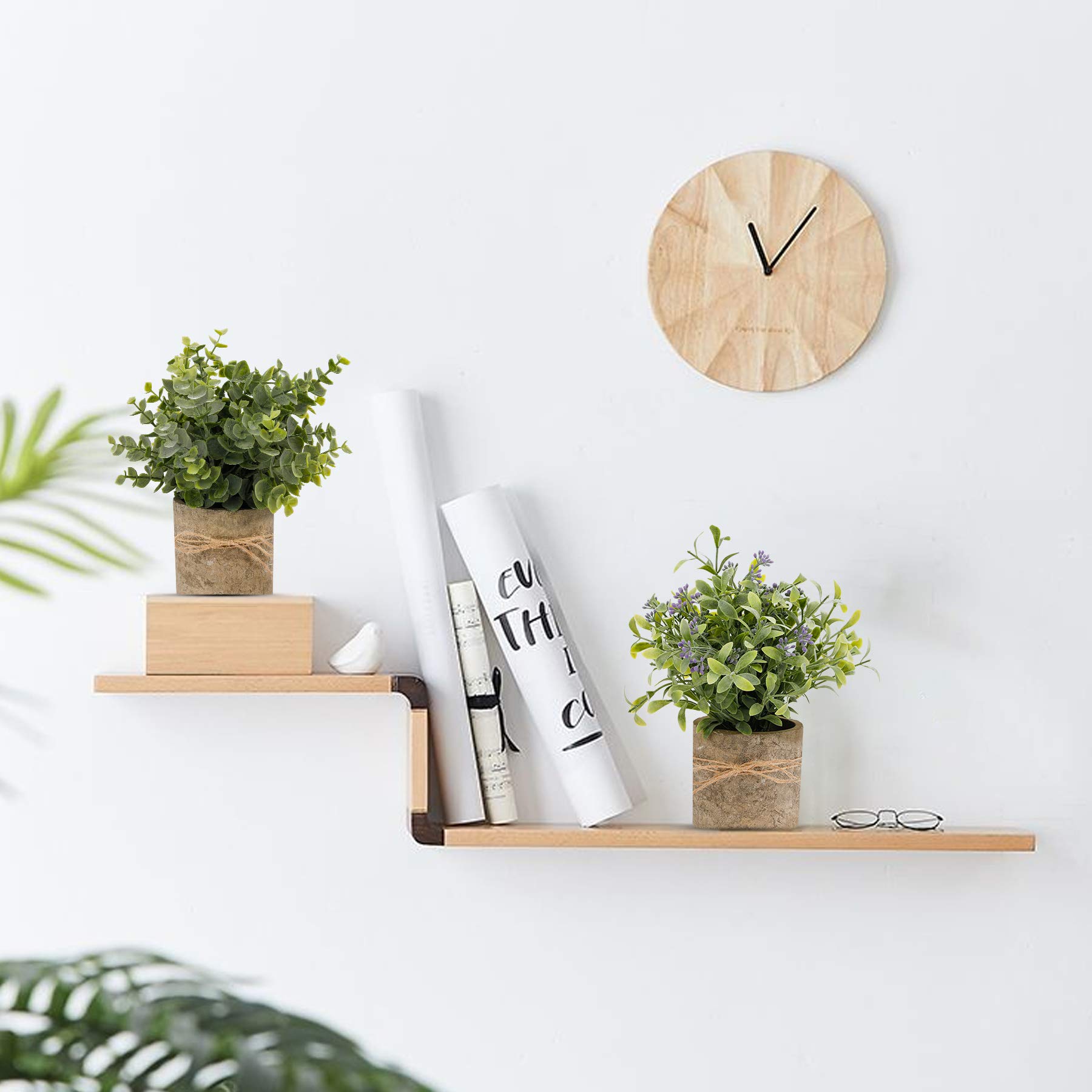 PENGYEE Artificial Plant, 3Pcs Mini Plants Artificial Potted Set Fake Green Grass Faux Plastic Green Rosemary Topiary Shrubs for Home Office Desk, Kitchen Counter Decoration