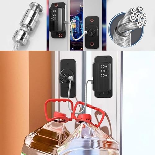 Miniatura 7 de Cerradura de puerta de refrigerador con contraseña, cerradura de puerta de refrigerador a prueba de niños para refrigerador de cocina, armarios y