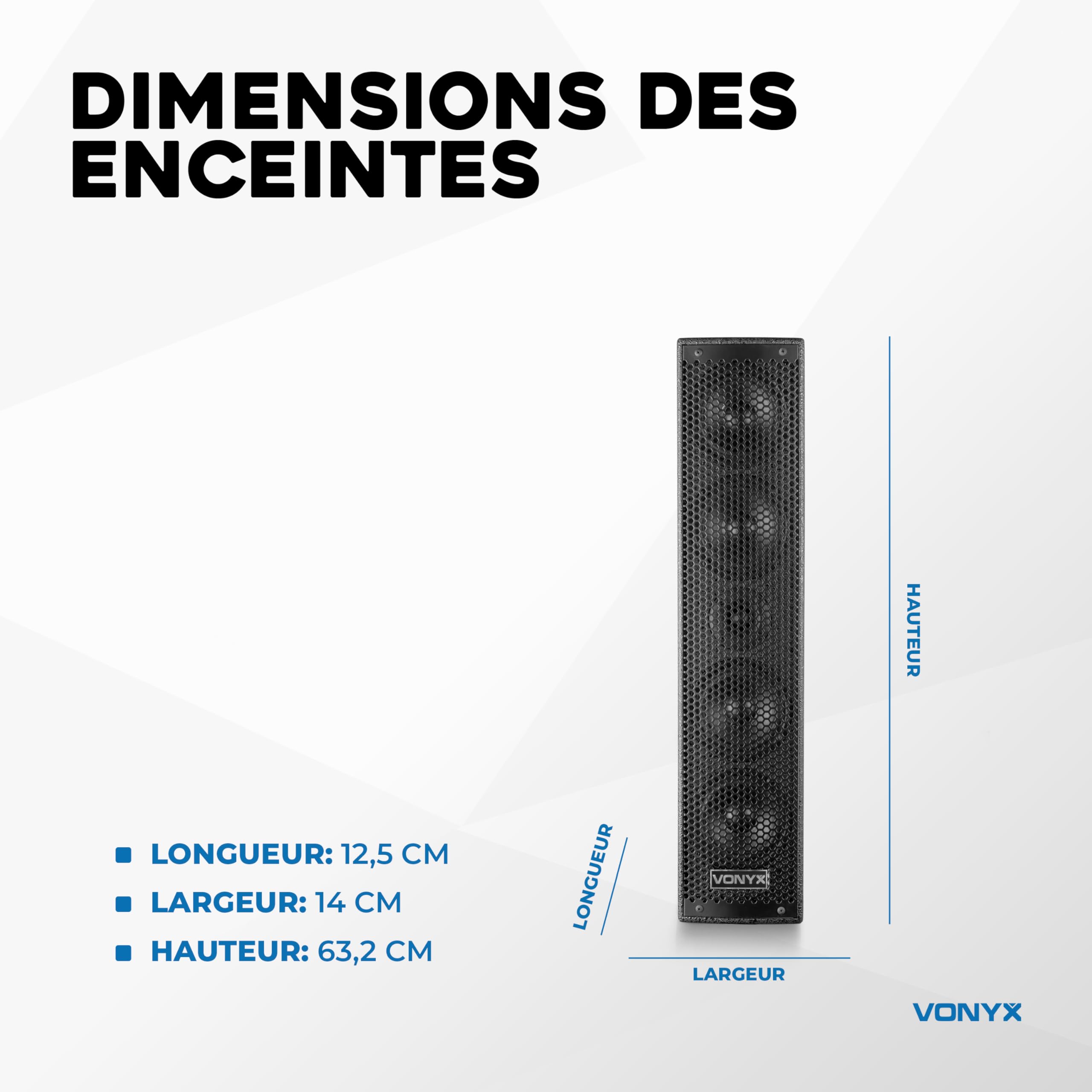 VONYX VX1080BT Pack Sono DJ Actif 2.2 avec Double Subwoofer 15 Pouces, Enceintes 4x4.5, Bluetooth 5.3, USB, Micro, Trépieds, Idéal pour DJ, Soirées, Karaokés, Événements et Présentations