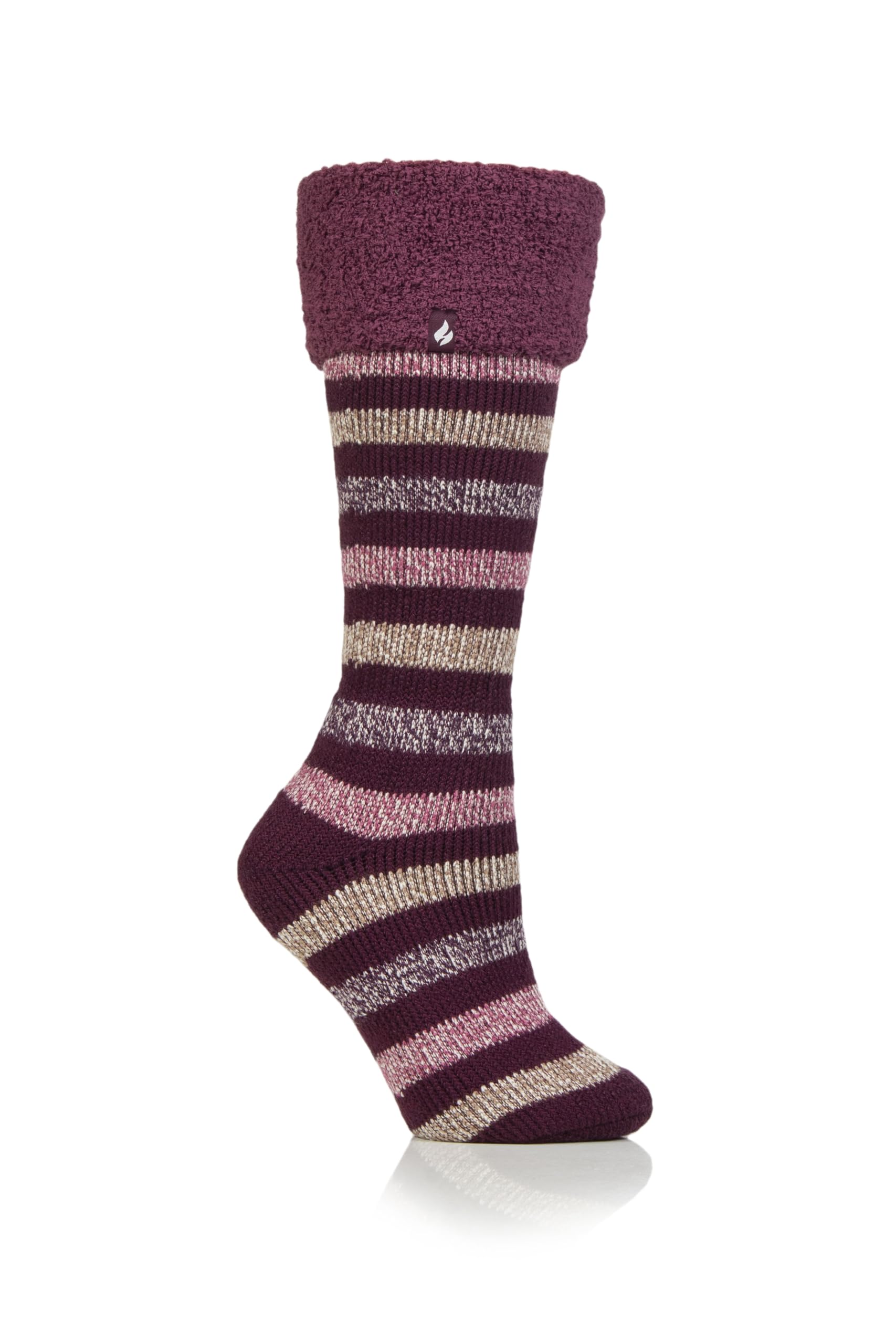 HEAT HOLDERS SOCKSHOP Ladies 2.3 TOG Hellebore Cosy Cuff Wellington Boot Socks 4-8 Cabernet