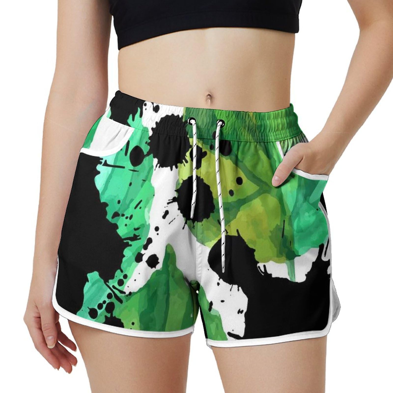 AYUNIX Women's Running Shorts with Pockets Quick Dry Performance Shorts for Women Green Athletic Workout Gym Shorts