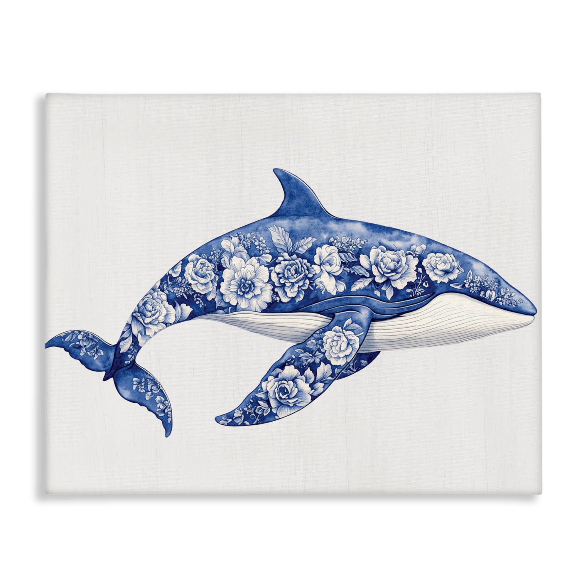 'Floral Toile Whale'| Canvas Art